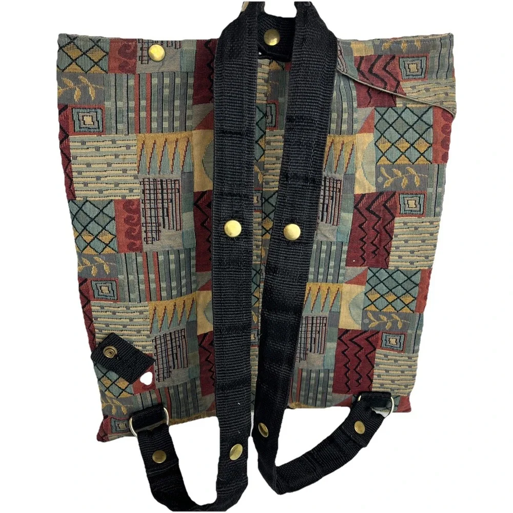 Vintage Carson Rogers Carogi Abstract‎ Tapestry Convertible Backpack Bag 80s 90s